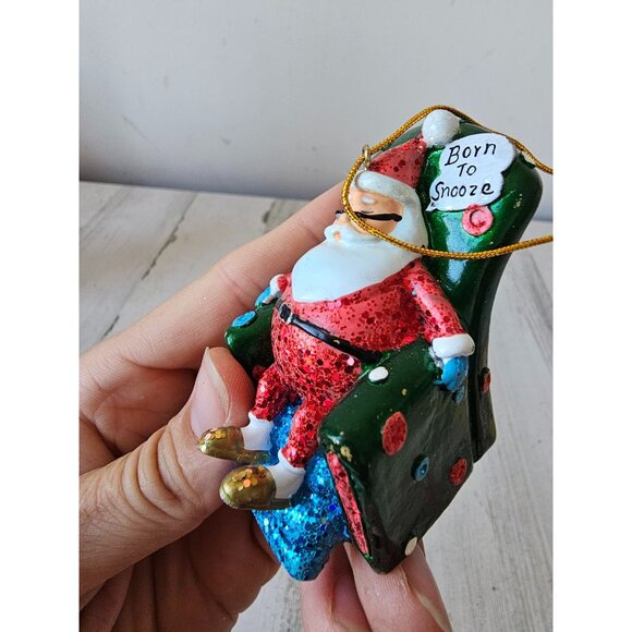 Santa couch glitter ornament sparkle Xmas tree - Picture 3 of 9